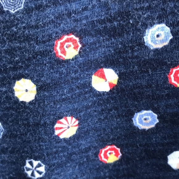 Maison Jules navy umbrella print V-neck tee, size L - Picture 5 of 8